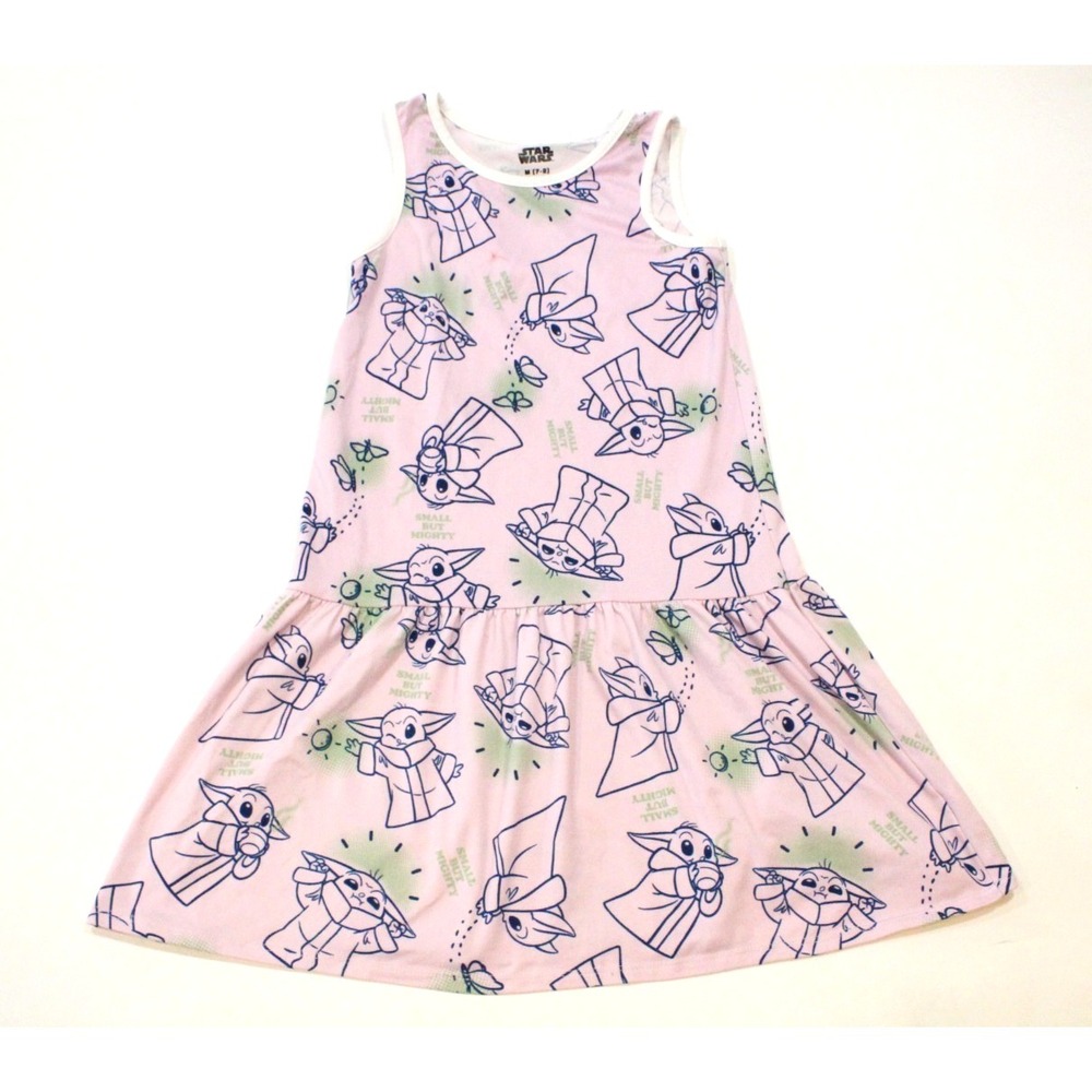 Star Wars The Mandalorian Grogu soft Play Dress Girls Size M 7-8 Lilac